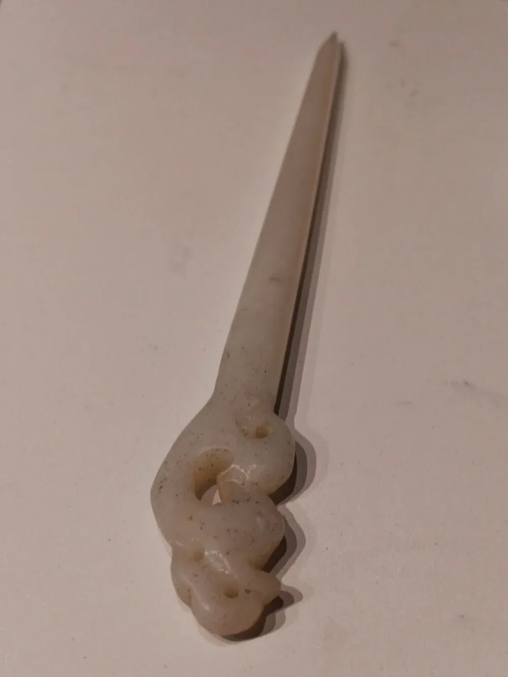 Hand Carved White Jade Hair Pin